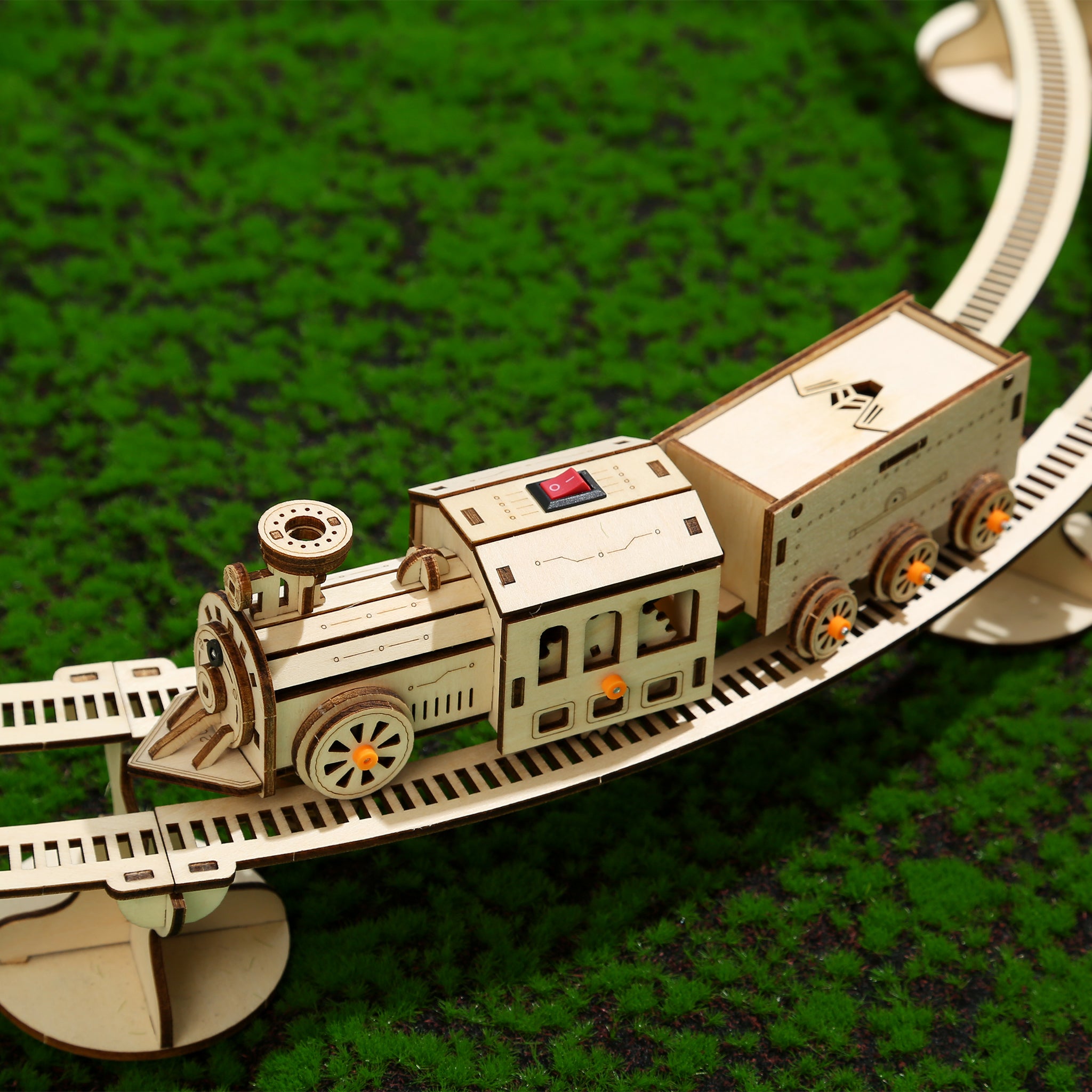 DIY Track Train 3D Wooden Mechanical Puzzle Construction Kit | Nikpuzzles