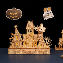 DIY Happy Halloween House 3D Wooden Puzzle Construction Kit | Nikpuzzles