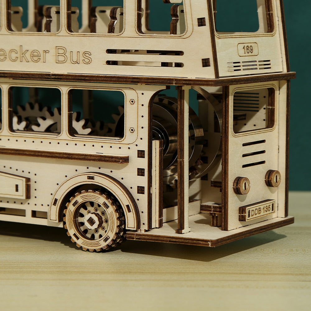 DIY Double Decker Bus 3D Wooden Mechanical Puzzle Construction Kit | Nikpuzzles