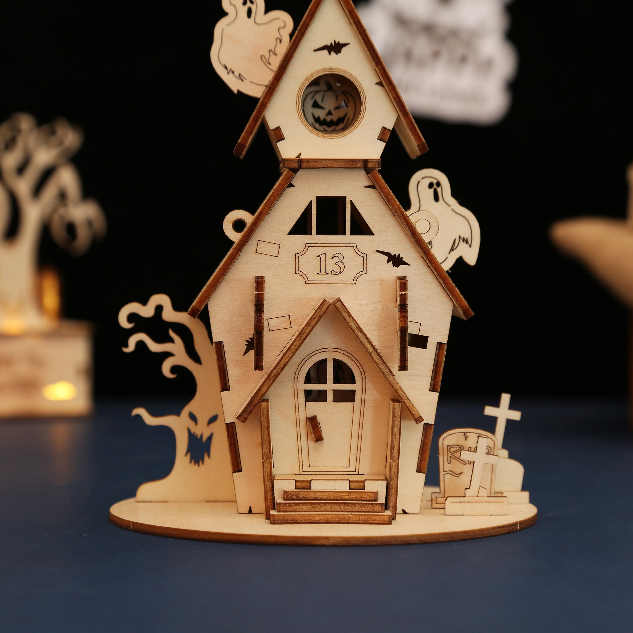 DIY Halloween House 3D Wooden Puzzle Construction Kit | Nikpuzzles