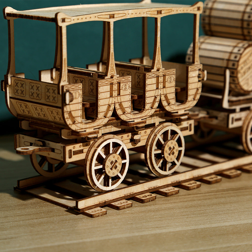 DIY Wine Cart 3D Wooden Mechanical Puzzle Construction Kit | Nikpuzzles