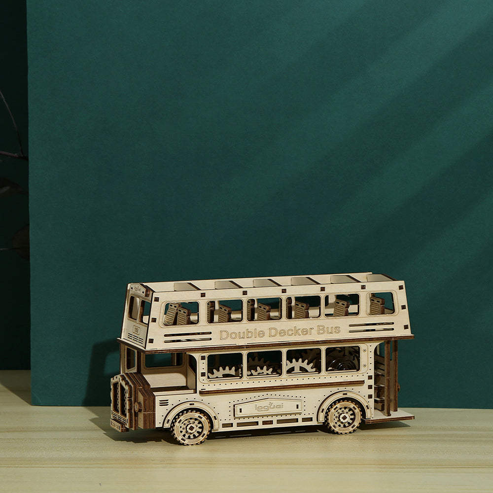 DIY Double Decker Bus 3D Wooden Mechanical Puzzle Construction Kit | Nikpuzzles