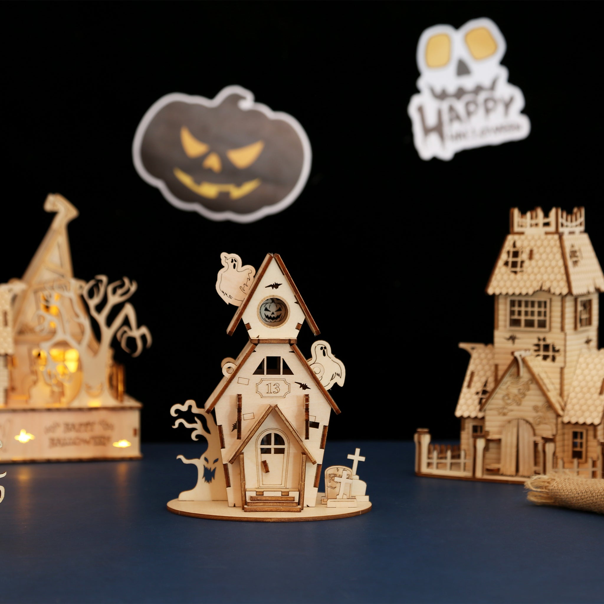 DIY Halloween House 3D Wooden Puzzle Construction Kit | Nikpuzzles