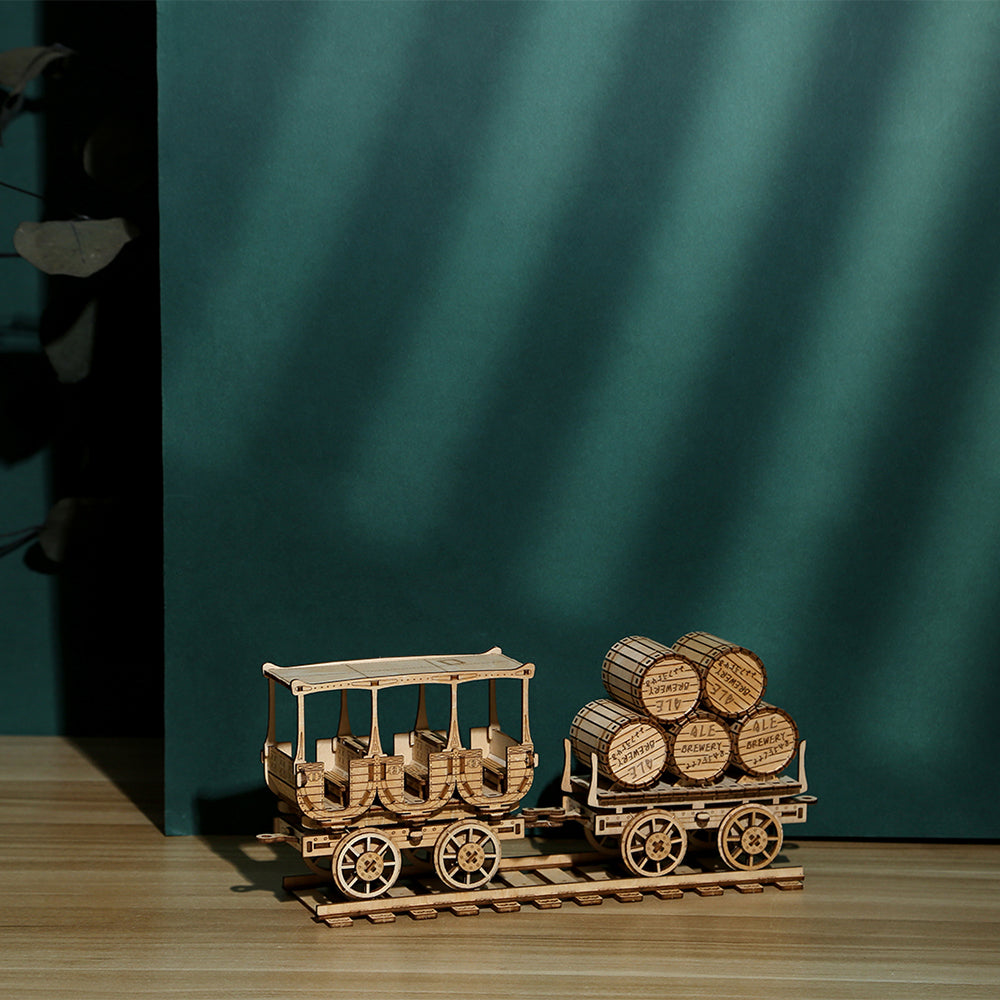 DIY Wine Cart 3D Wooden Mechanical Puzzle Construction Kit | Nikpuzzles