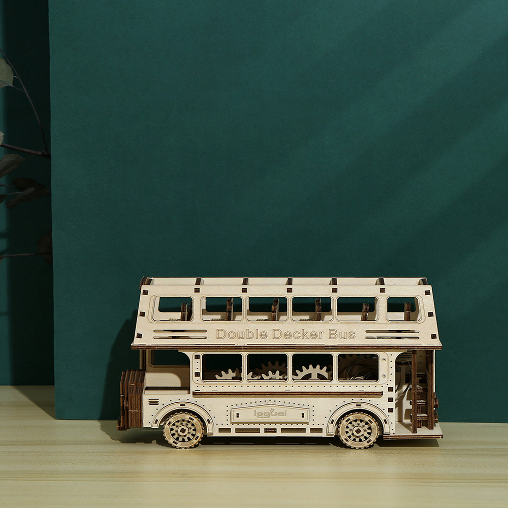 DIY Double Decker Bus 3D Wooden Mechanical Puzzle Construction Kit | Nikpuzzles