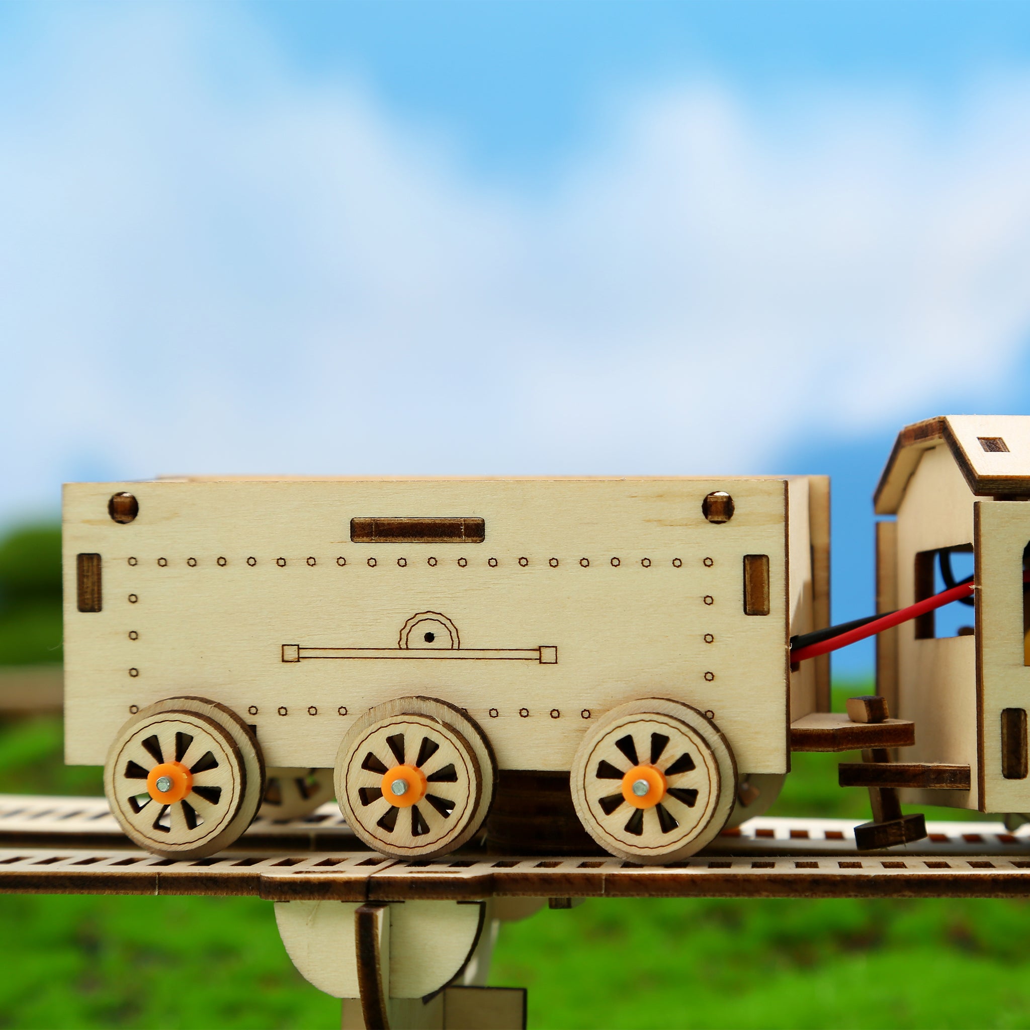 DIY Track Train 3D Wooden Mechanical Puzzle Construction Kit | Nikpuzzles