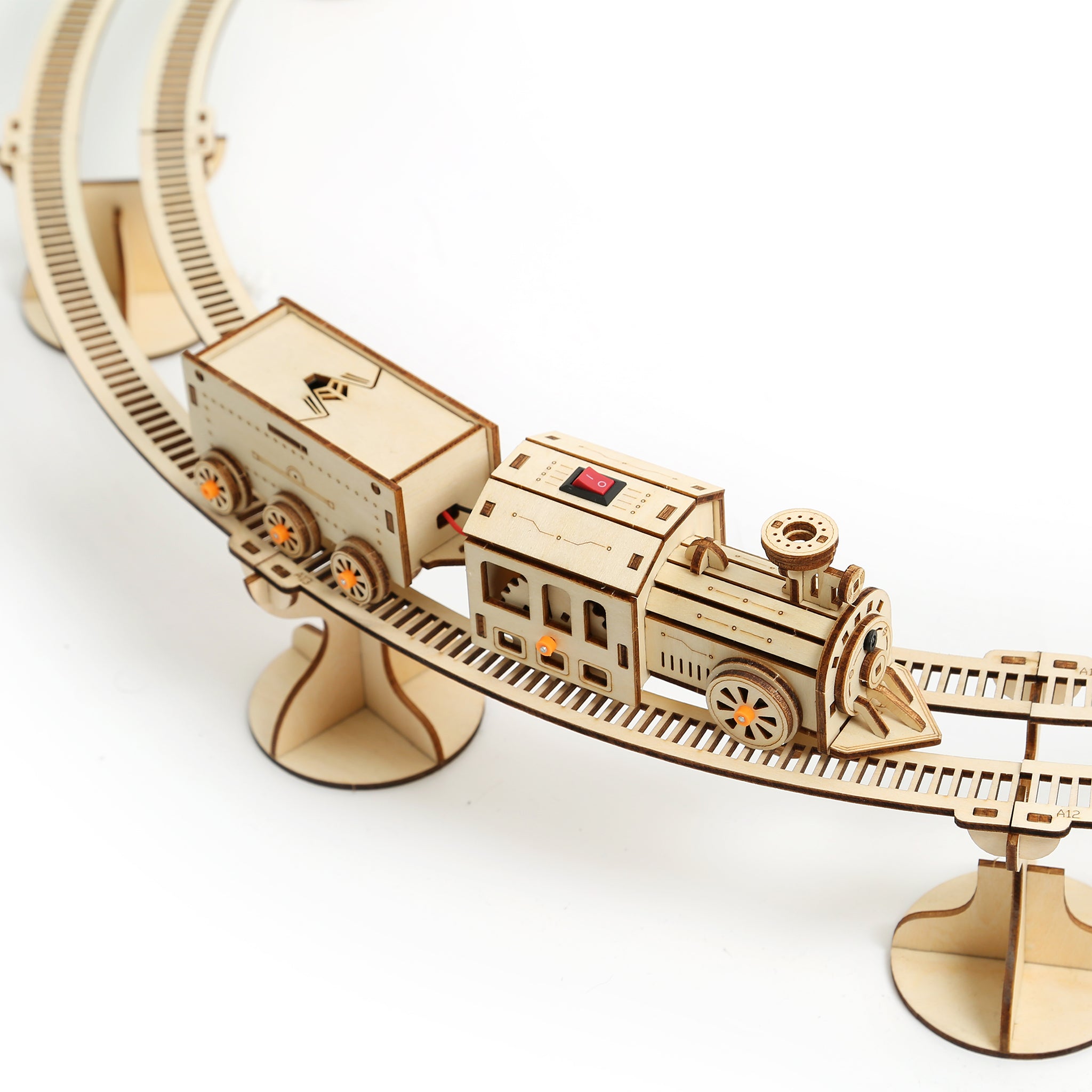 DIY Track Train 3D Wooden Mechanical Puzzle Construction Kit | Nikpuzzles