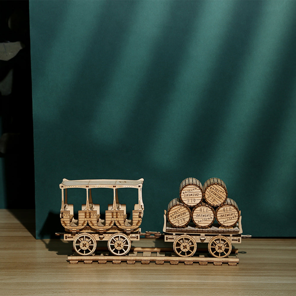 DIY Wine Cart 3D Wooden Mechanical Puzzle Construction Kit | Nikpuzzles