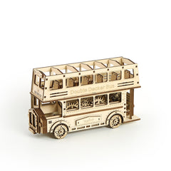 DIY Double Decker Bus 3D Wooden Mechanical Puzzle Construction Kit | Nikpuzzles