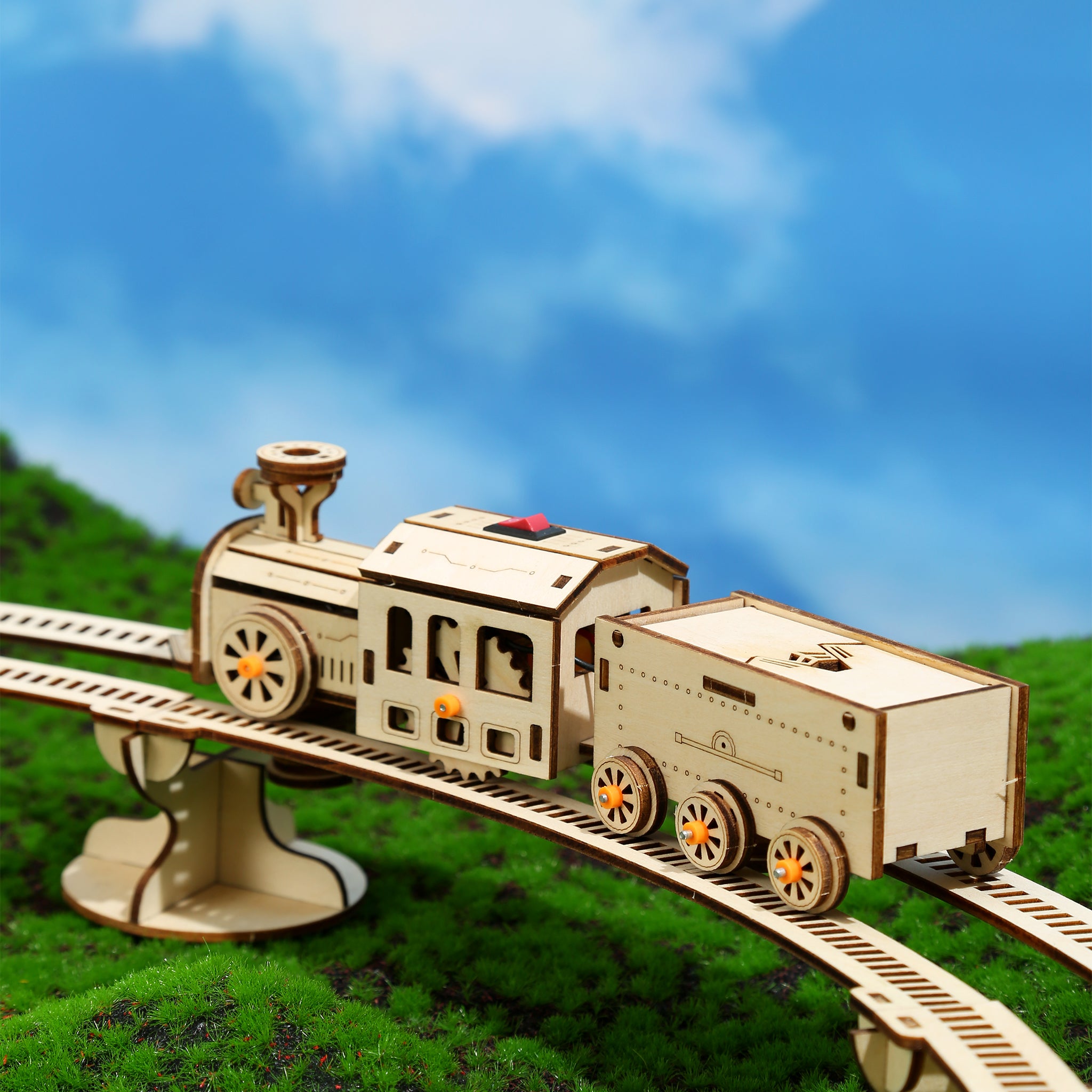 DIY Track Train 3D Wooden Mechanical Puzzle Construction Kit | Nikpuzzles