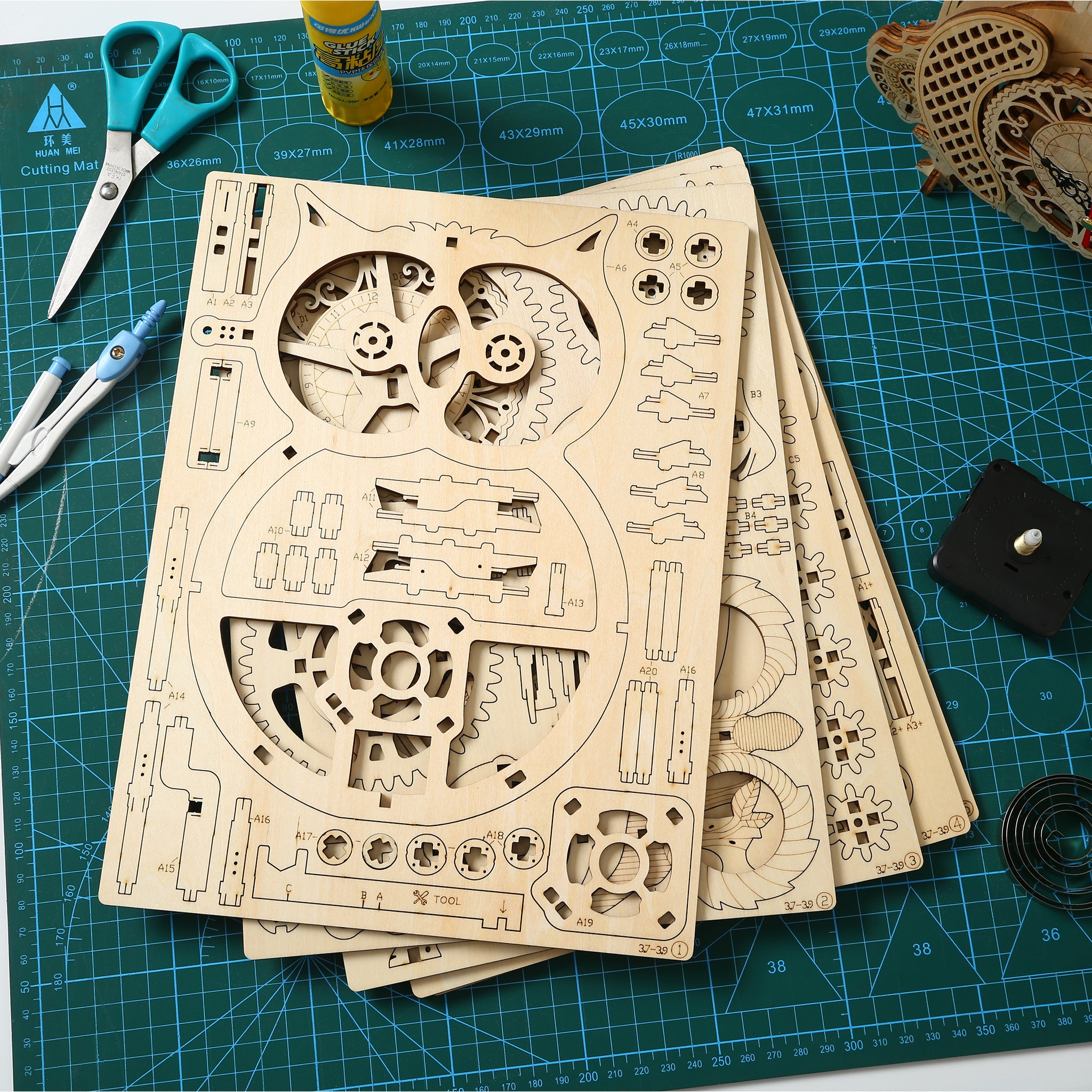 DIY Pendulum Owl Clock 3D Wooden Mechanical Puzzle Construction Kit | Nikpuzzles