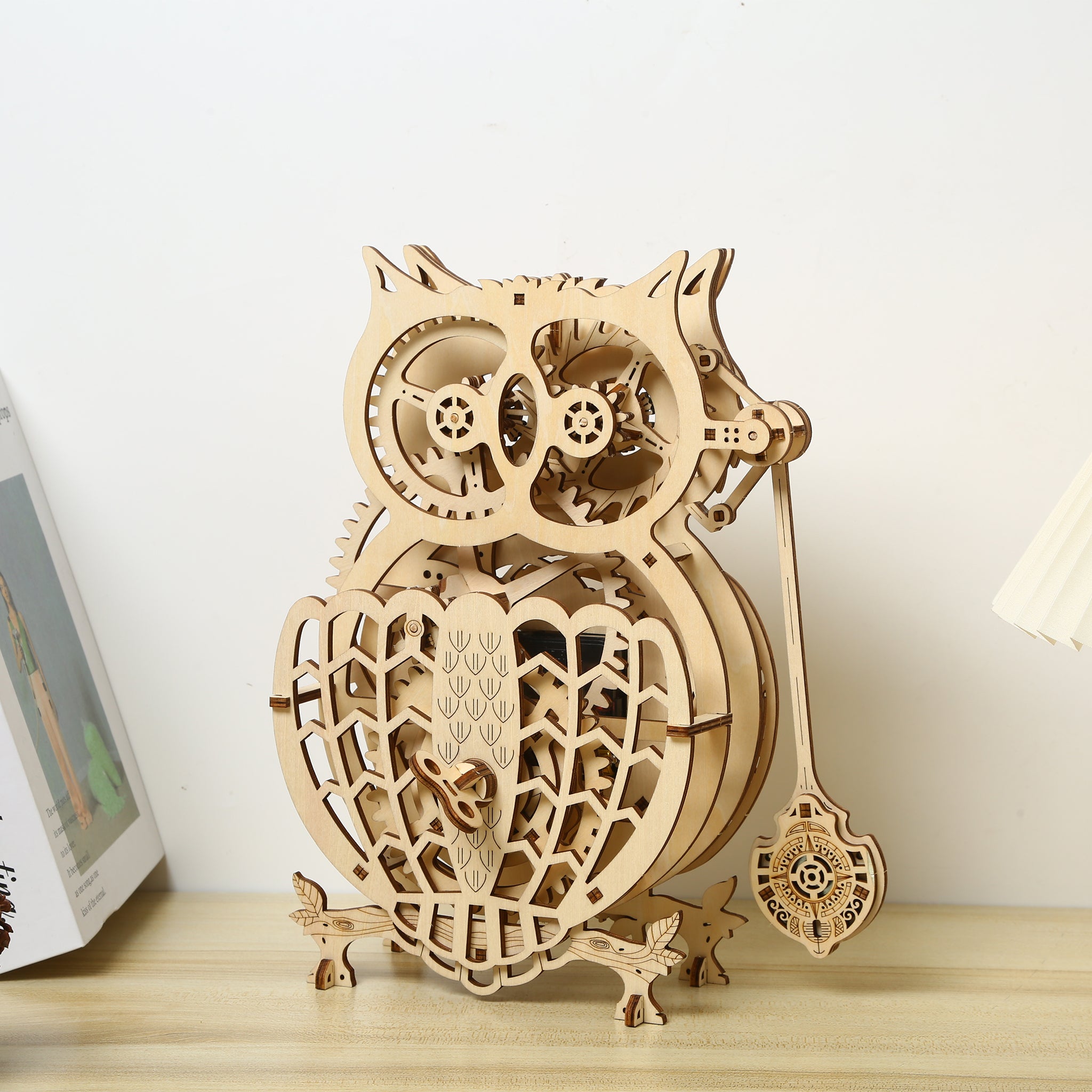 DIY Pendulum Owl Clock 3D Wooden Mechanical Puzzle Construction Kit | Nikpuzzles