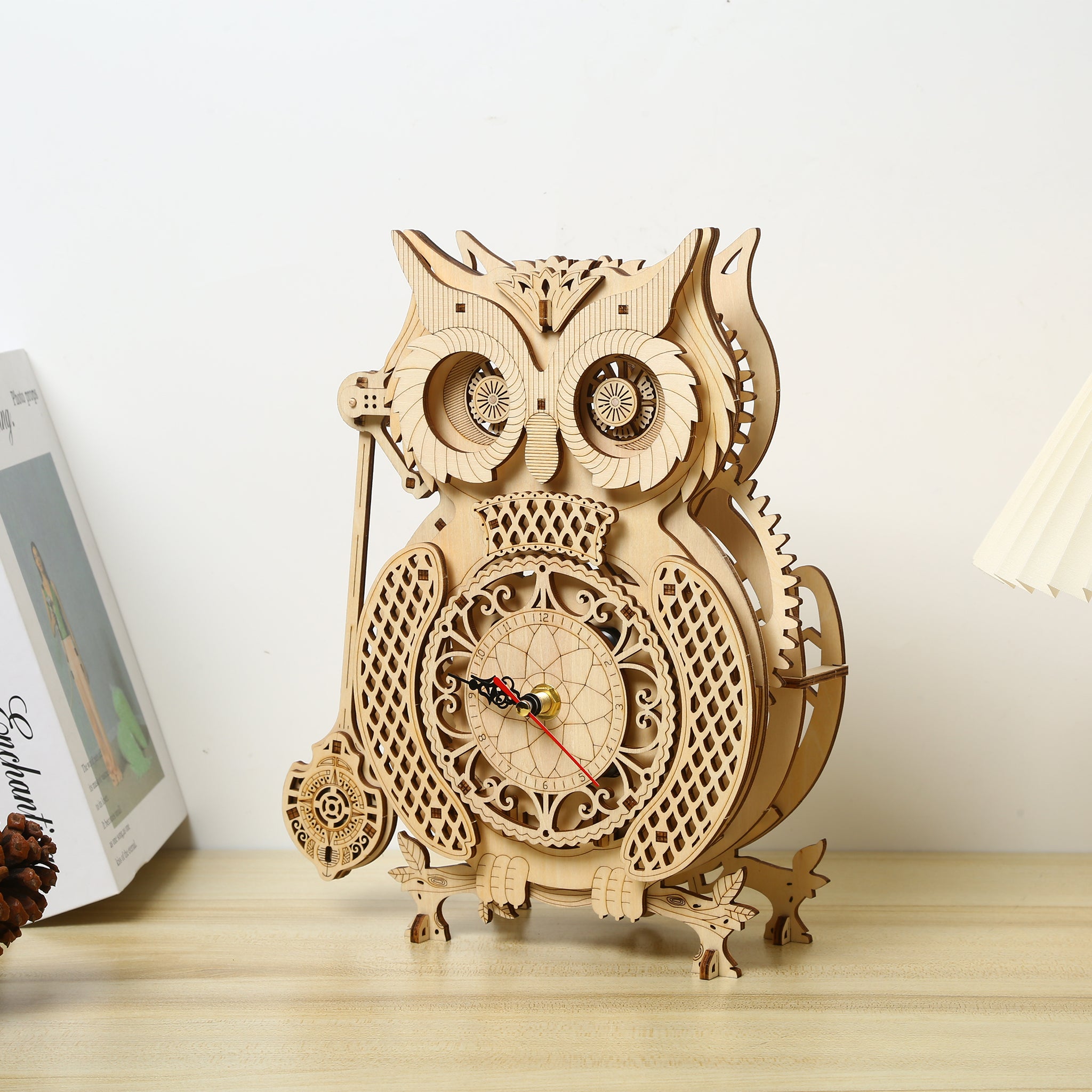 DIY Pendulum Owl Clock 3D Wooden Mechanical Puzzle Construction Kit | Nikpuzzles