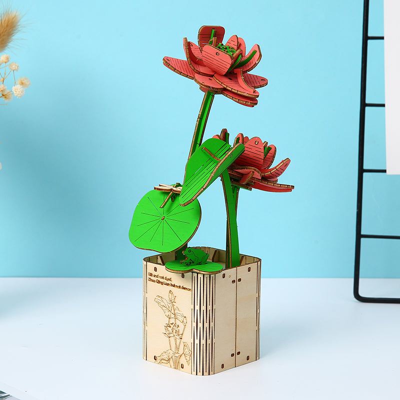 DIY Lotus Flower 3D Wooden Puzzle Construction Kit | Nikpuzzles