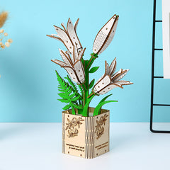 DIY Lily Flower 3D Wooden Puzzle Construction Kit | Nikpuzzles