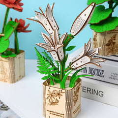 DIY Lily Flower 3D Wooden Puzzle Construction Kit | Nikpuzzles