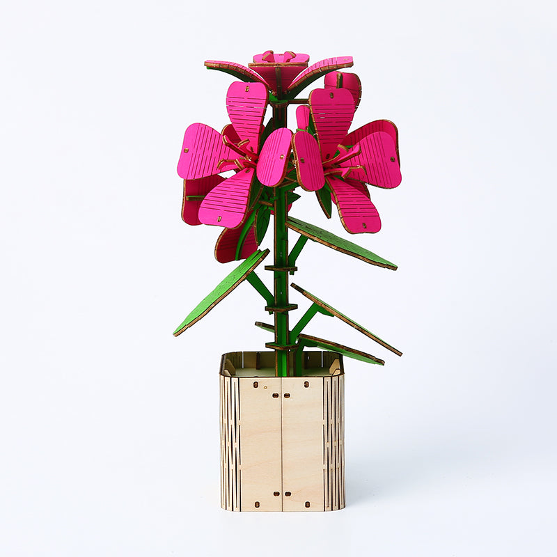 DIY Geranium Flower 3D Wooden Puzzle Construction Kit | Nikpuzzles