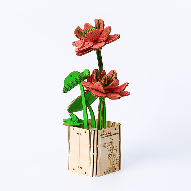 DIY Lotus Flower 3D Wooden Puzzle Construction Kit | Nikpuzzles