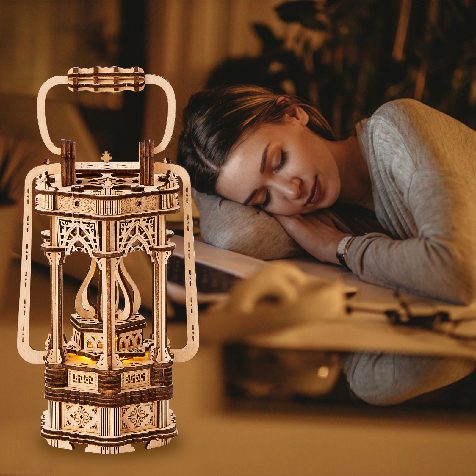 DIY Vintage Lantern 3D Wooden Puzzle Construction Kit | Nikpuzzles