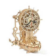 DIY Mechanical Pirate Ship Clock 3D Wooden Mechanical Puzzle Construction Kit | Nikpuzzles