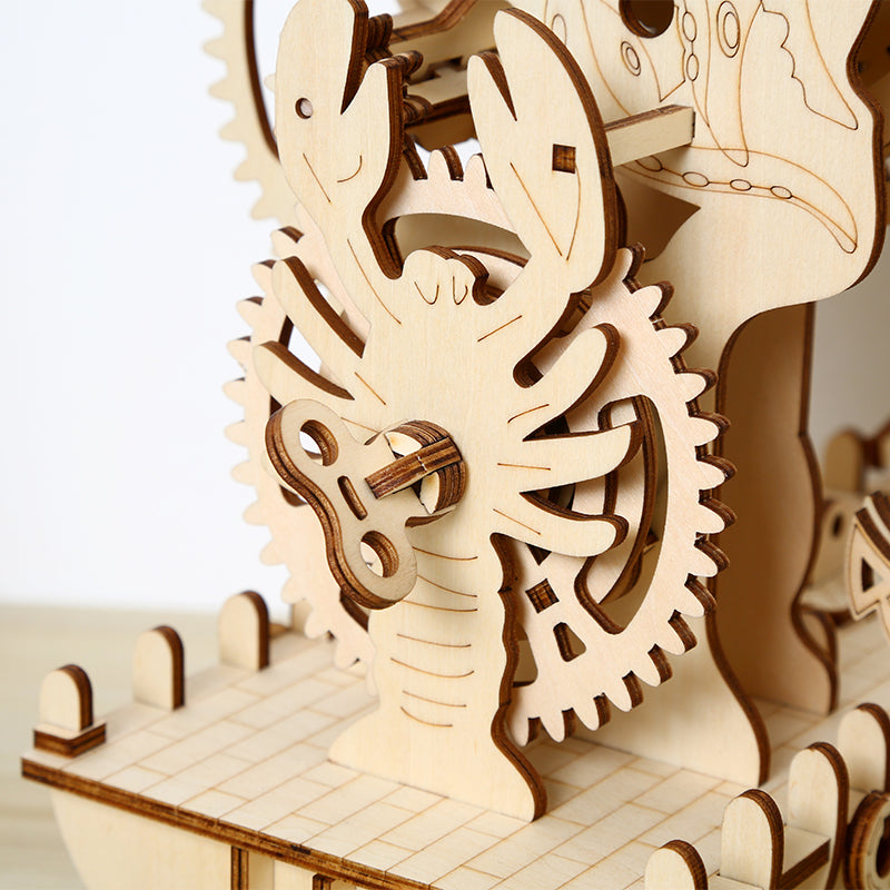 DIY Mechanical Pirate Ship Clock 3D Wooden Mechanical Puzzle Construction Kit | Nikpuzzles