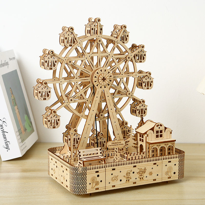 DIY Mechanical Ferris Wheel 3D Wooden Mechanical Puzzle Construction Kit | Nikpuzzles