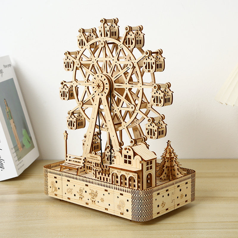 DIY Mechanical Ferris Wheel 3D Wooden Mechanical Puzzle Construction Kit | Nikpuzzles