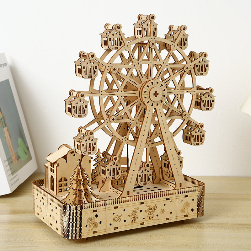 DIY Mechanical Ferris Wheel 3D Wooden Mechanical Puzzle Construction Kit | Nikpuzzles