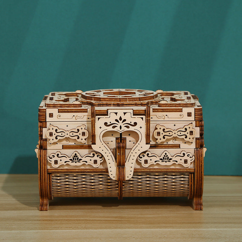 DIY Antique Jewelry Box 3D Wooden Mechanical Puzzle Construction Kit | Nikpuzzles