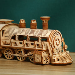 DIY Little Train 3D Wooden Mechanical Puzzle Construction Kit | Nikpuzzles