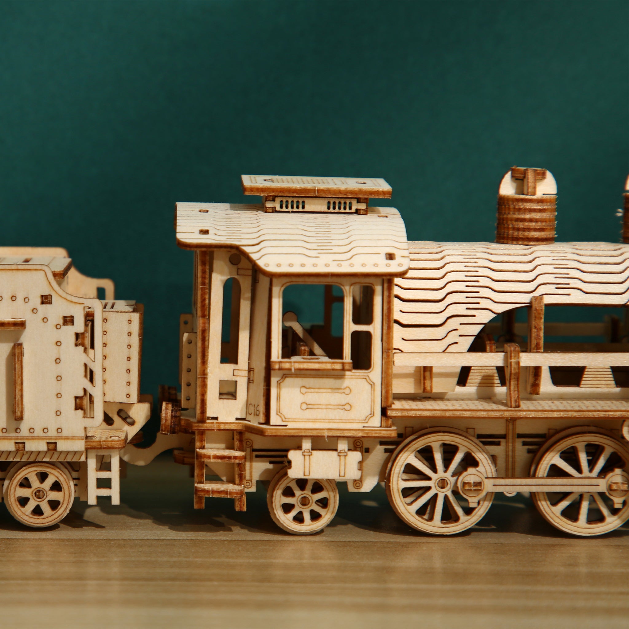 DIY Little Train 3D Wooden Mechanical Puzzle Construction Kit | Nikpuzzles