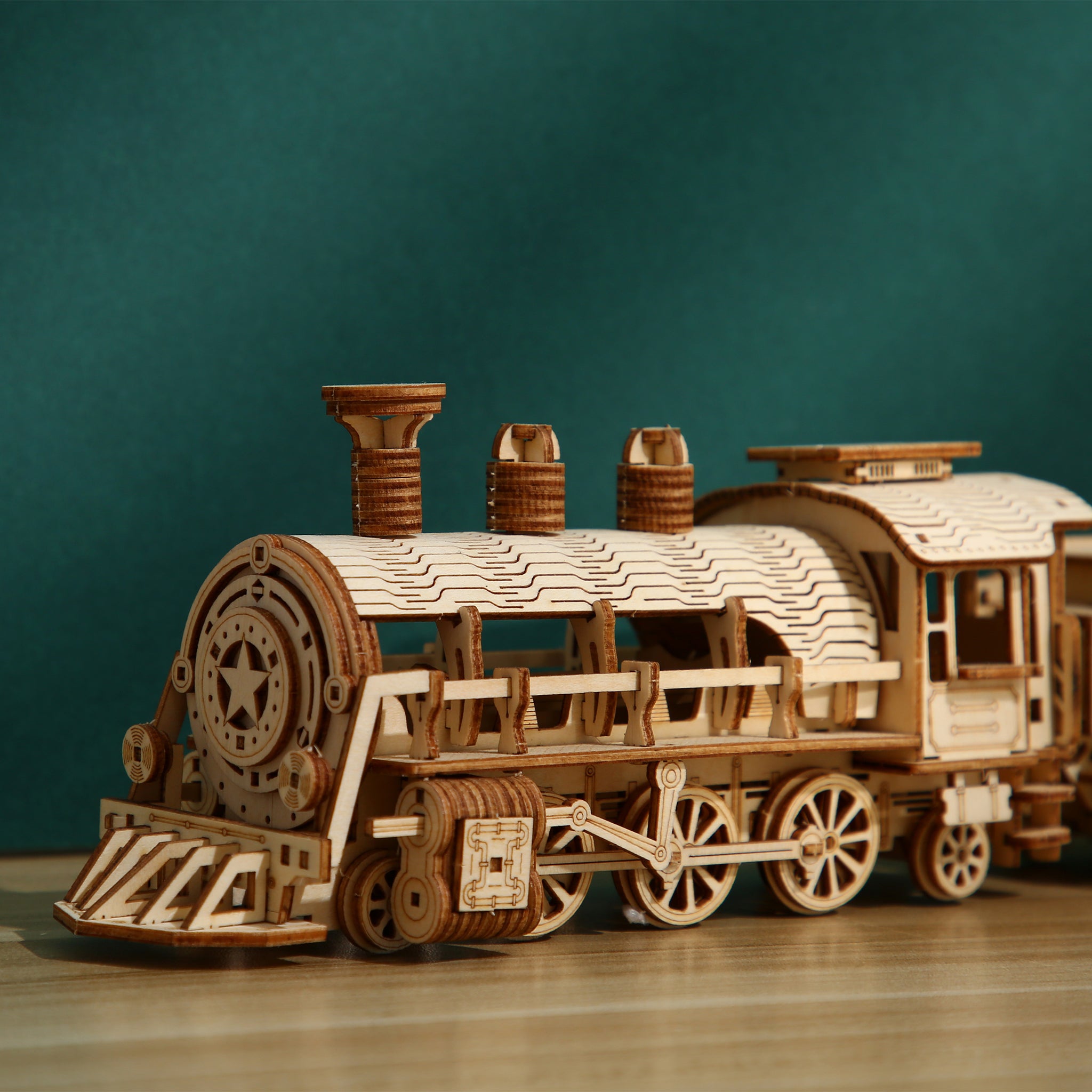 DIY Little Train 3D Wooden Mechanical Puzzle Construction Kit | Nikpuzzles