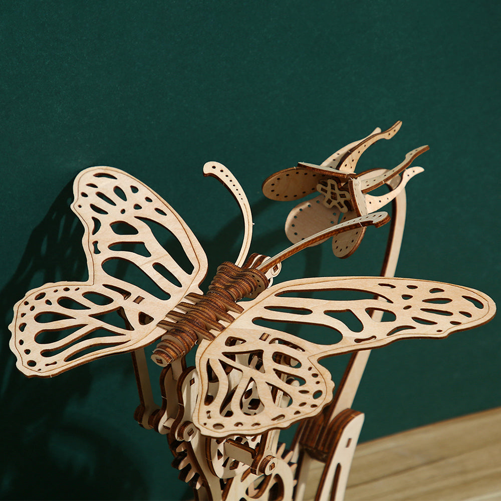 DIY Mechanical Butterfly 3D Wooden Mechanical Puzzle Construction Kit | Nikpuzzle