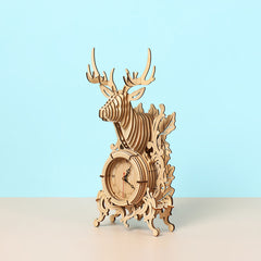 DIY Deer Table Clock 3D Wooden Mechanical Puzzle Construction Kit | Nikpuzzle