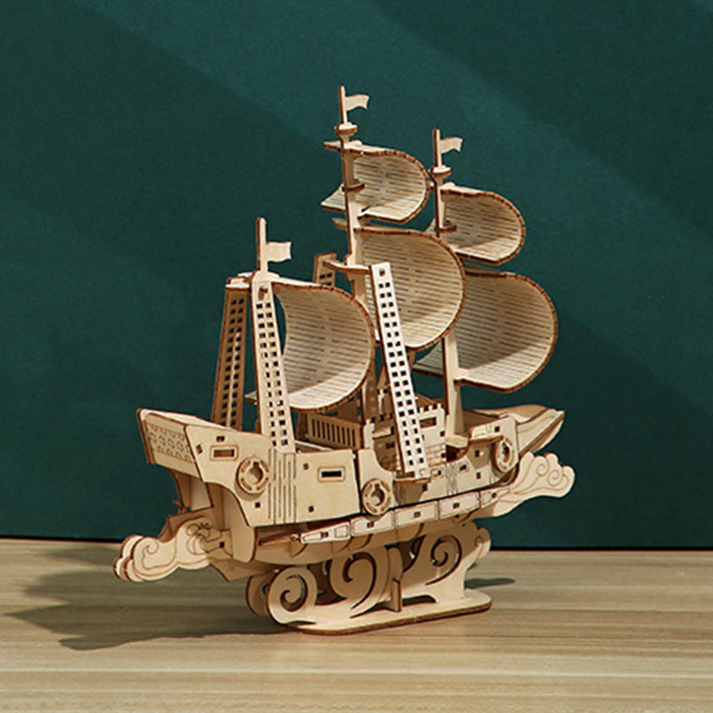 DIY Sailing Boat 3D Wooden Puzzle Construction Kit | Nikpuzzles