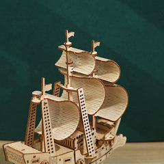 DIY Sailing Boat 3D Wooden Puzzle Construction Kit | Nikpuzzles