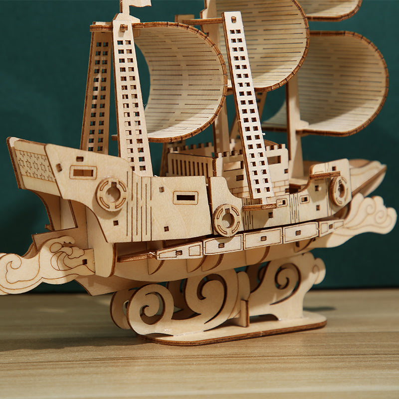 DIY Sailing Boat 3D Wooden Puzzle Construction Kit | Nikpuzzles – Nik ...