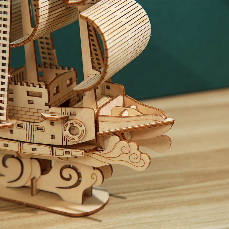 DIY Sailing Boat 3D Wooden Puzzle Construction Kit | Nikpuzzles