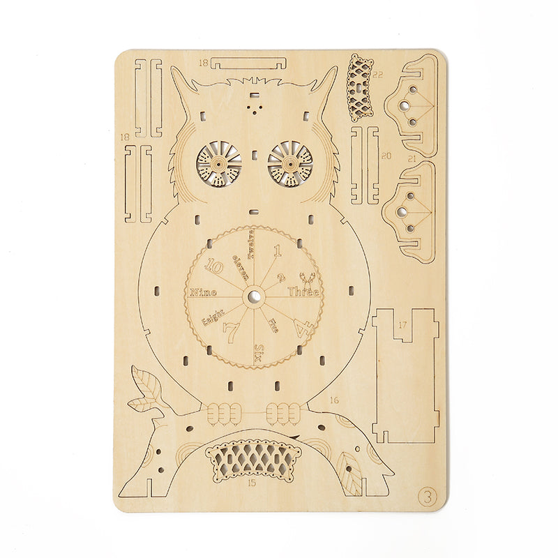 DIY Owl Clock 3D Wooden Mechanical Puzzle Construction Kit | Nikpuzzles