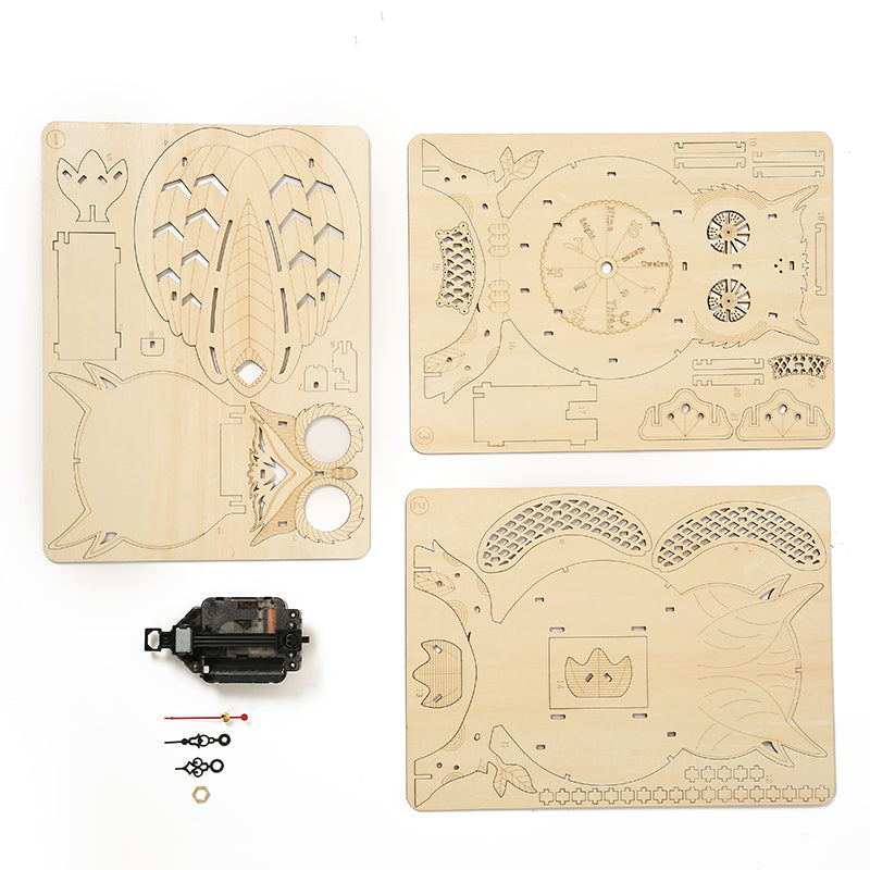 DIY Owl Clock 3D Wooden Mechanical Puzzle Construction Kit | Nikpuzzles