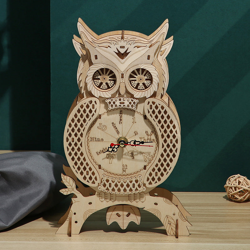 DIY Owl Clock 3D Wooden Mechanical Puzzle Construction Kit | Nikpuzzles