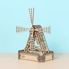 DIY Musical Windmill 3D Wooden Mechanical Puzzle Construction Kit | Nikpuzzles