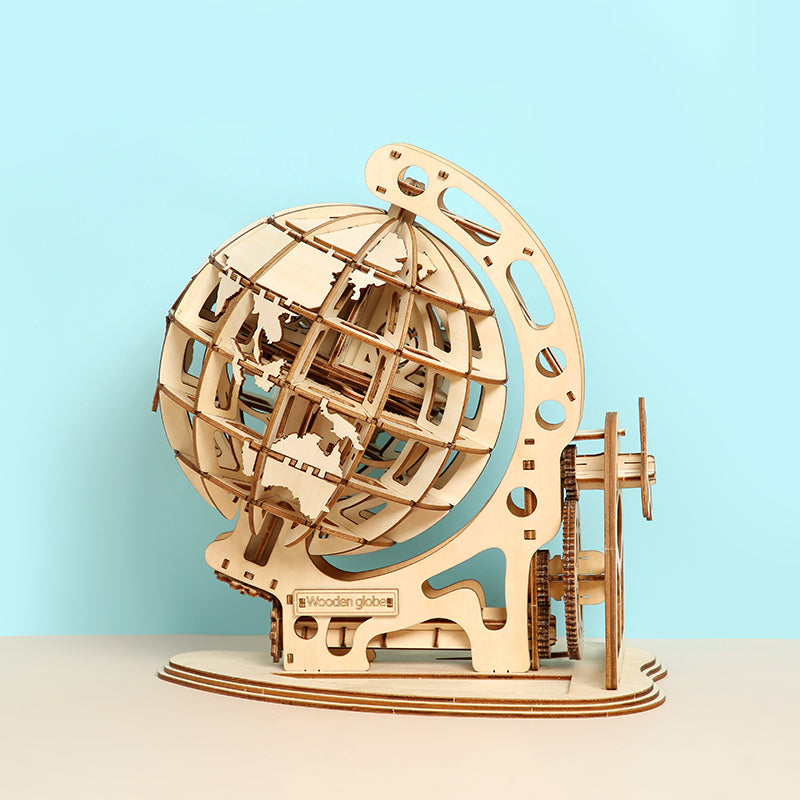 DIY Wooden Globe 3D Wooden Mechanical Puzzle Construction Kit | Nikpuzzles