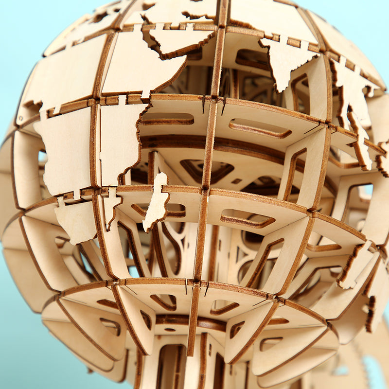 DIY Wooden Globe 3D Wooden Mechanical Puzzle Construction Kit | Nikpuzzles