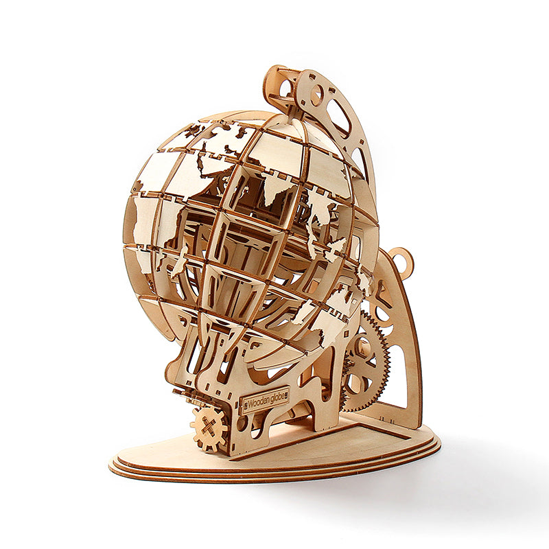 DIY Wooden Globe 3D Wooden Mechanical Puzzle Construction Kit | Nikpuzzles